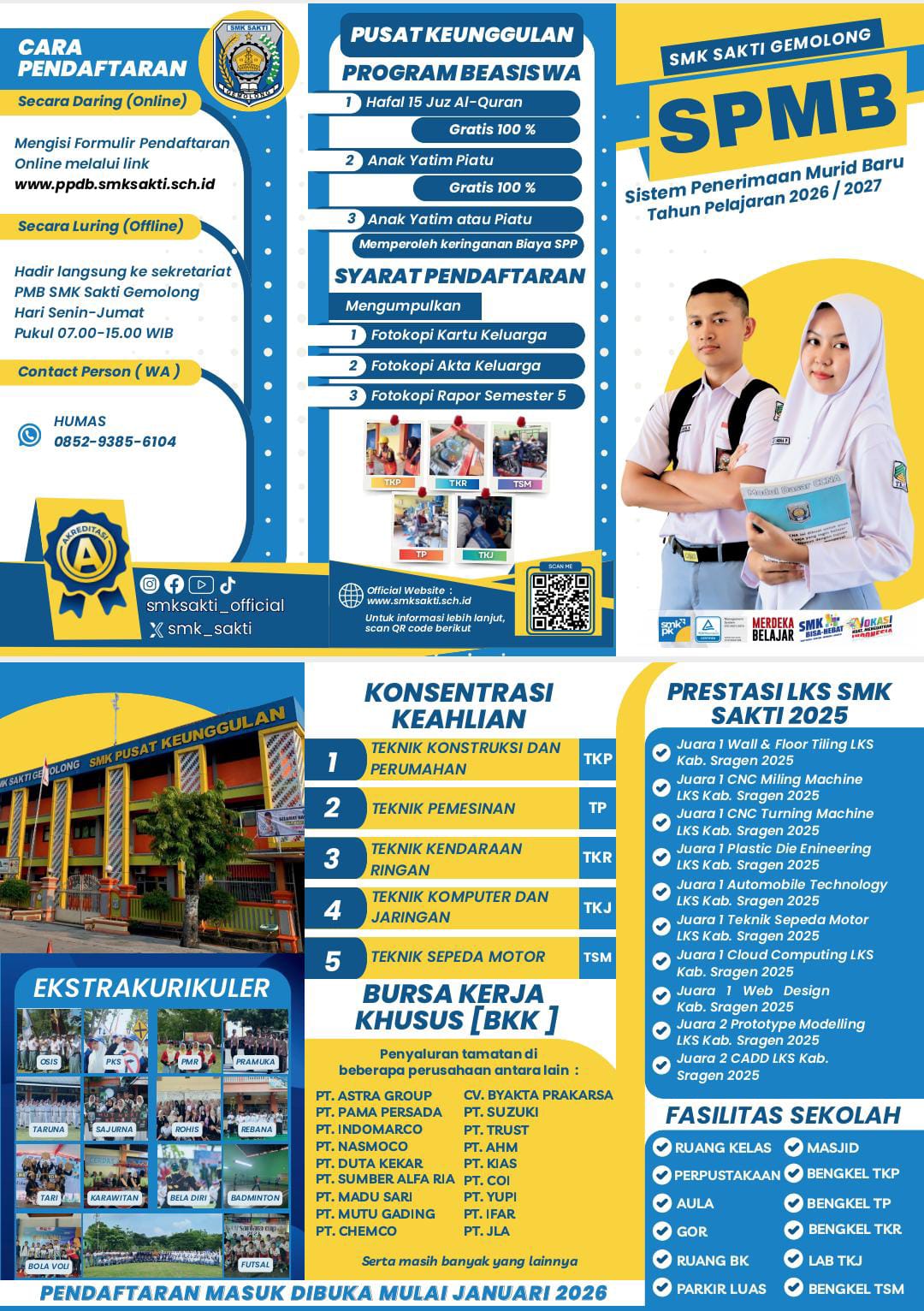 SMK Sakti Gemolong Buka Pendaftaran Siswa Baru Tahun 2026/2027: Sekolah Pusat Keunggulan dengan Segudang Prestasi