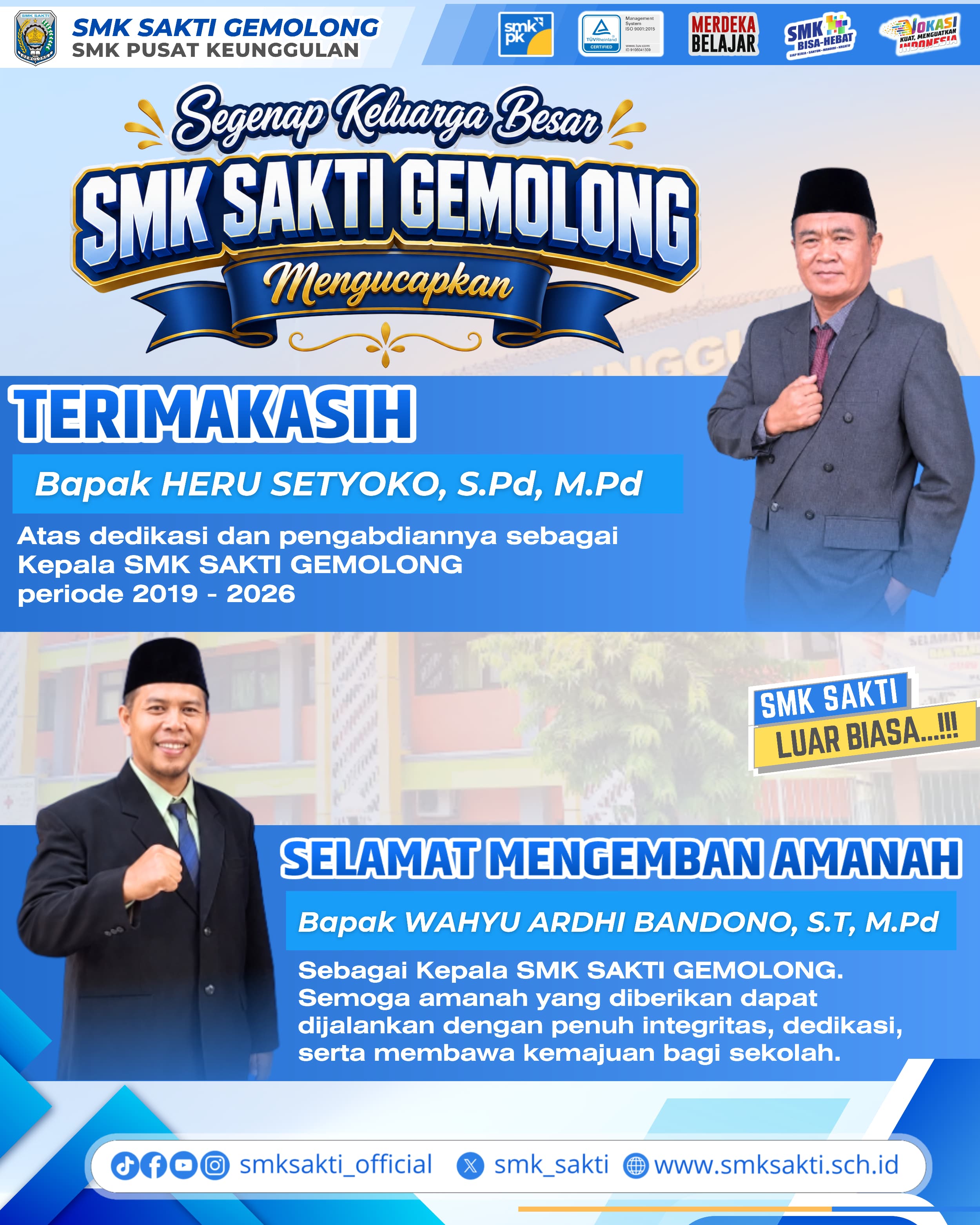 Estafet Kepemimpinan SMK Sakti Gemolong: Wahyu Ardhi Bandono Resmi Jabat Kepala Sekolah Baru