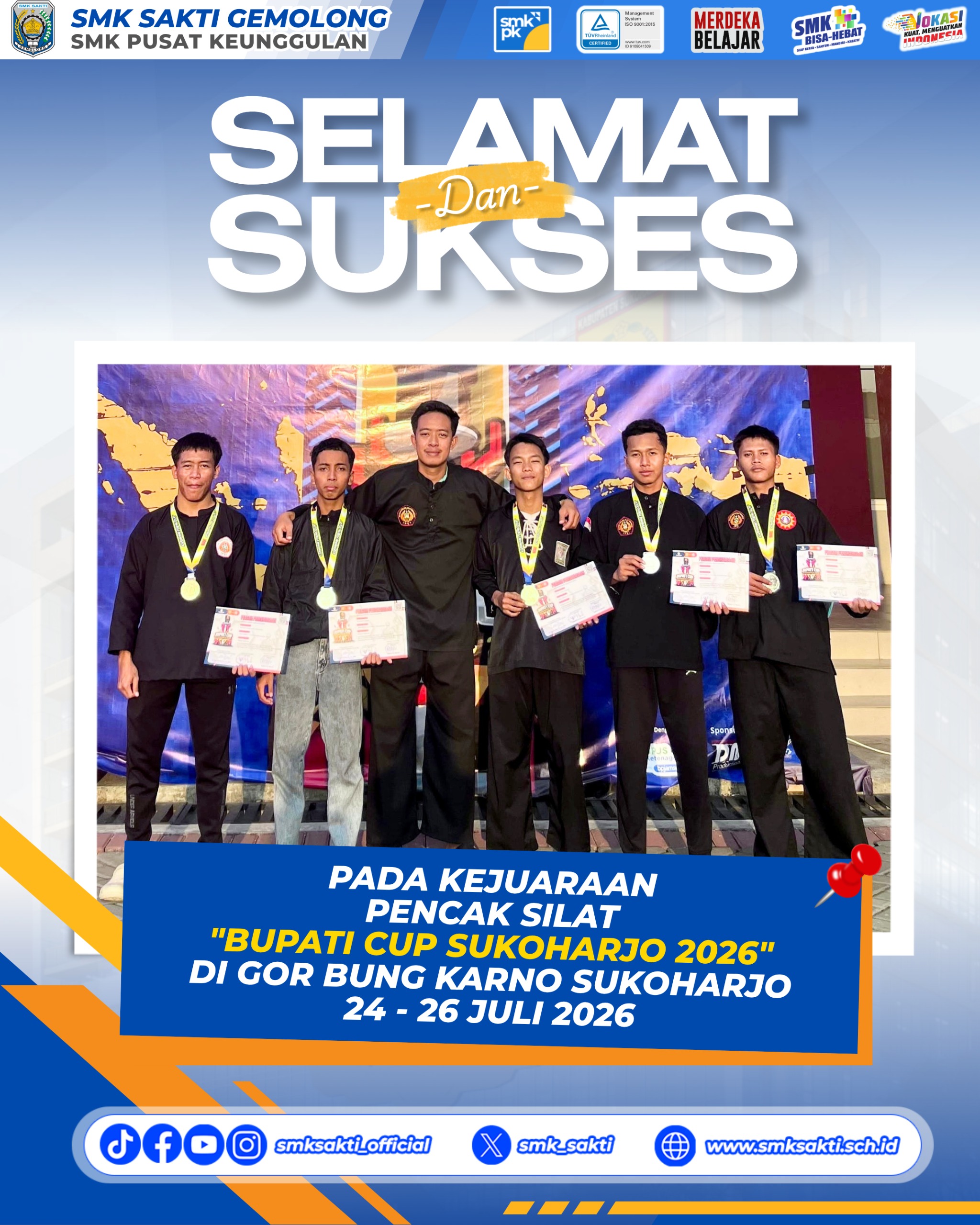 Siswa SMK Sakti Gemolong Borong Medali di Kejuaraan Pencak Silat "Bupati Cup Sukoharjo 2026"